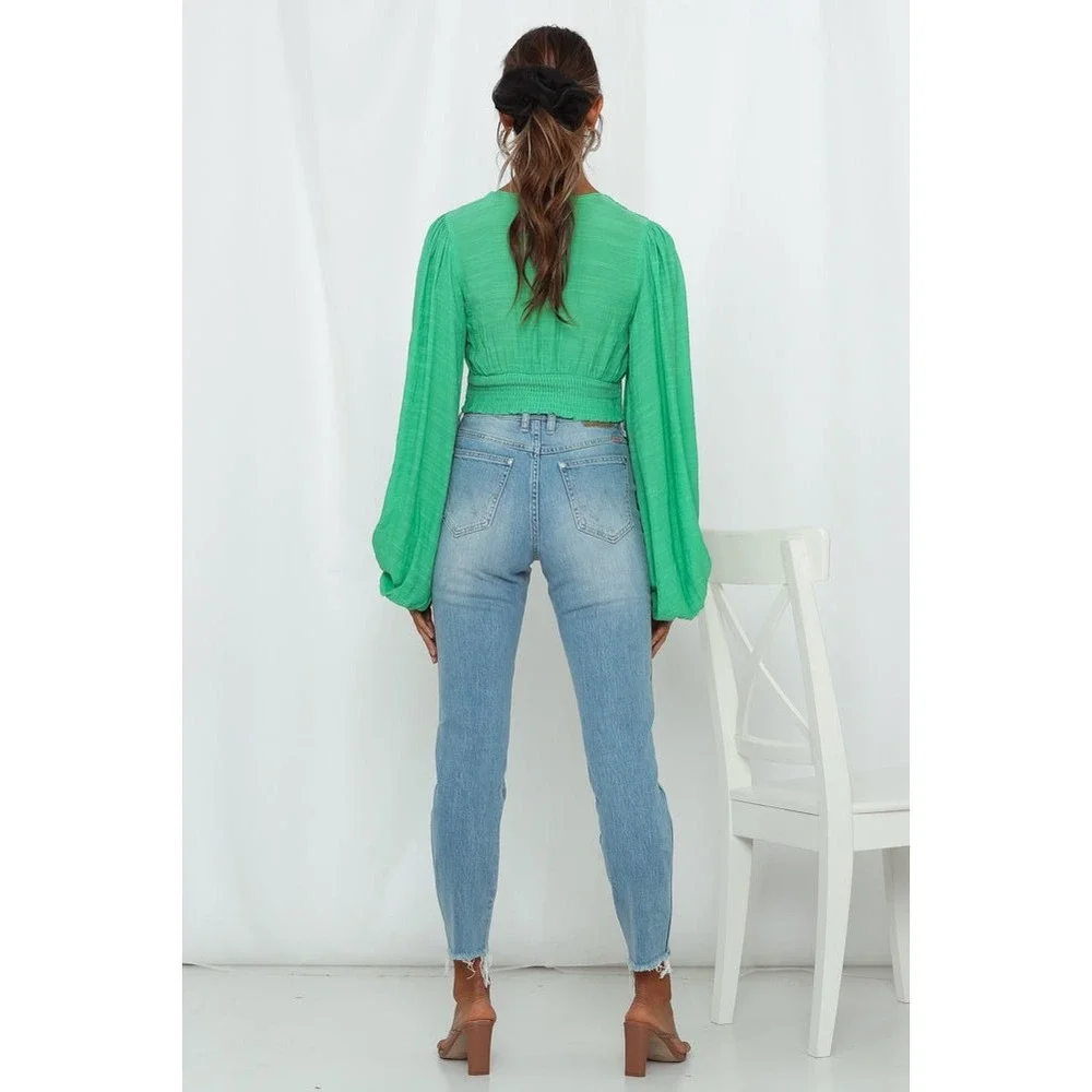 HELLO MOLLY NWT Agyness Kelly Green Crop Top Size‎ L - Picture 2 of 8
